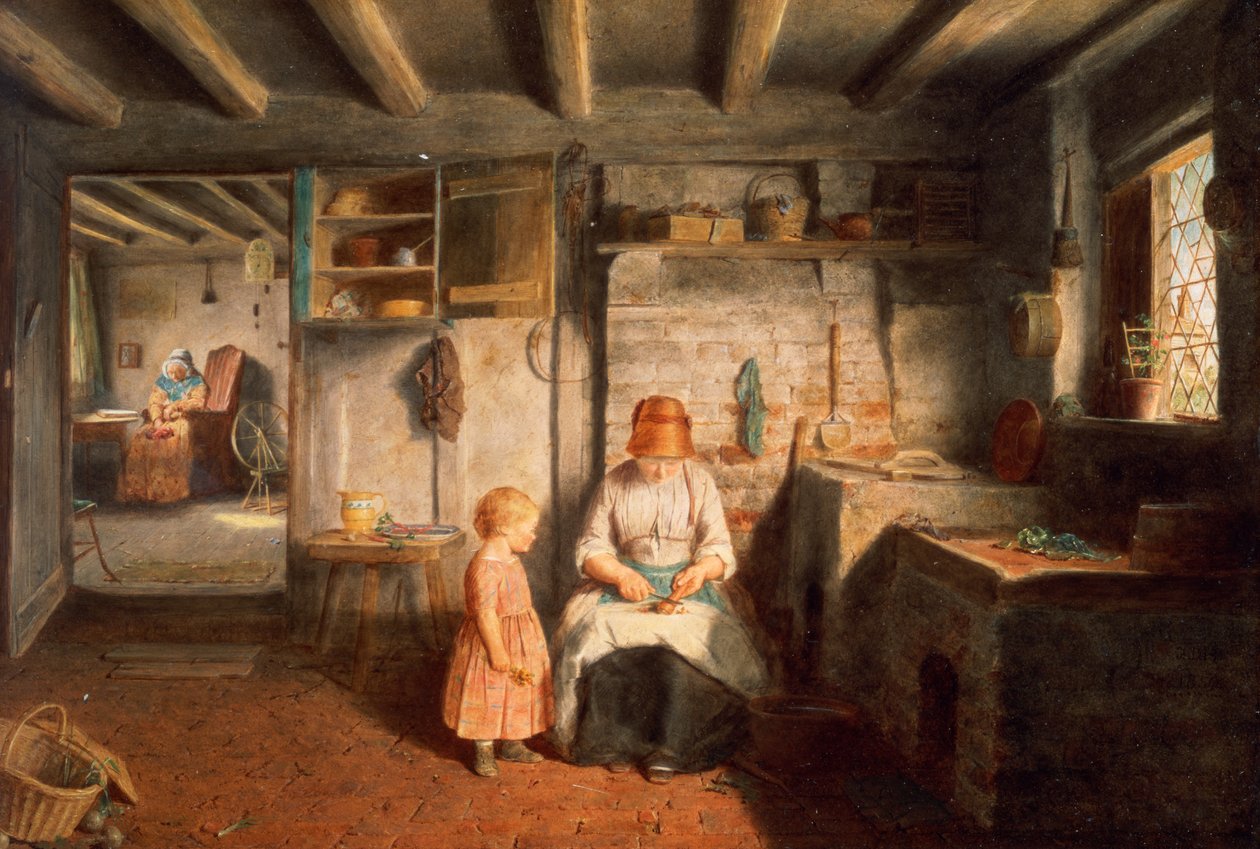 Przygotowanie do obiadu, 1854 (panel) autorstwa Frederick Daniel Hardy