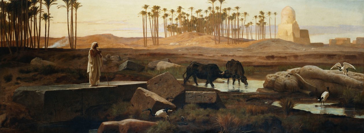 Memphis, nad Nilem, 1882 r. autorstwa Frederick Goodall