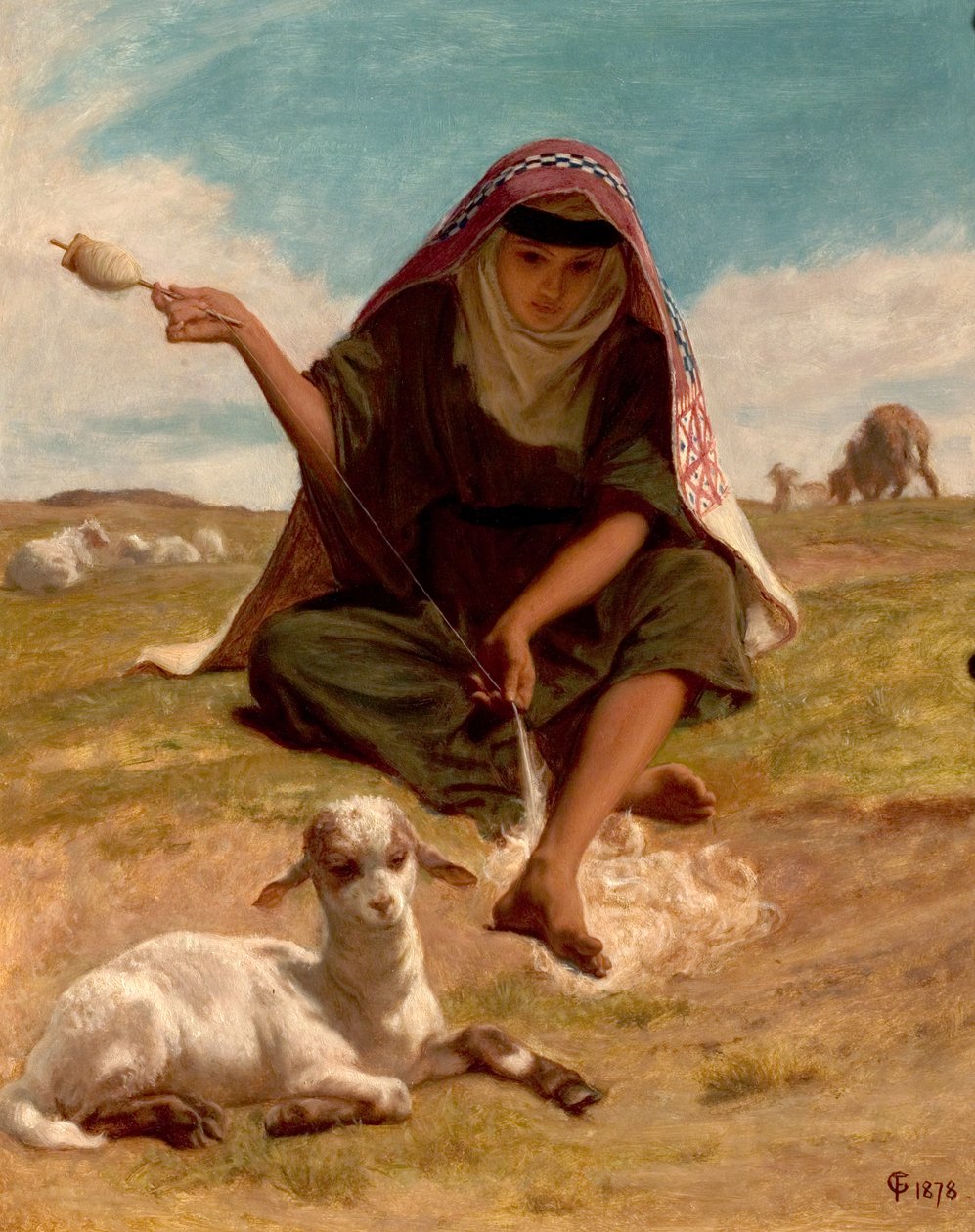 Robotnik kądzieli, 1878 autorstwa Frederick Goodhall