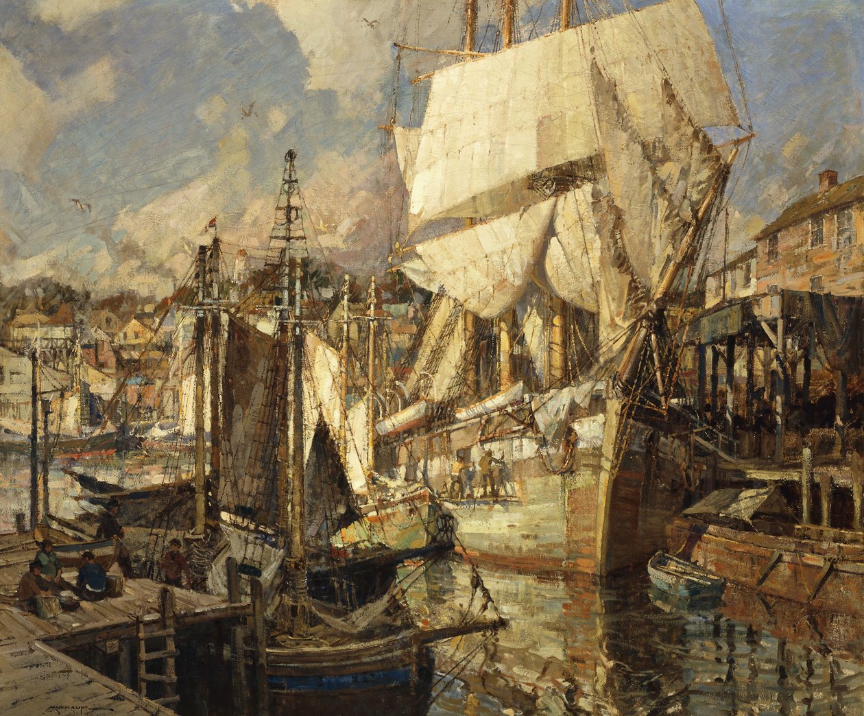 Kadyks Salt Ship, port Gloucester autorstwa Frederick John Mulhaupt
