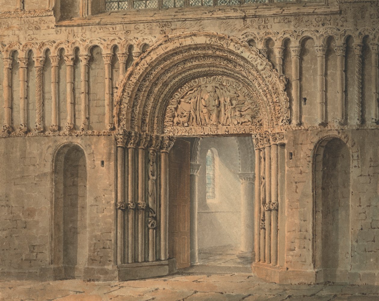 Zachodnie drzwi, katedra w Rochester, Kent autorstwa Frederick Mackenzie