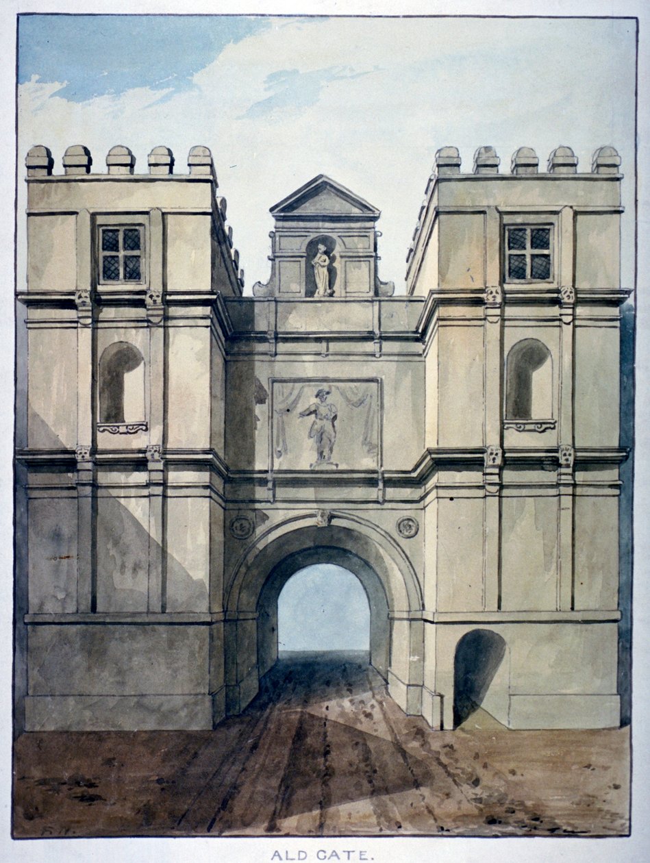 Aldgate, Londyn, ok. 1820 autorstwa Frederick Nash