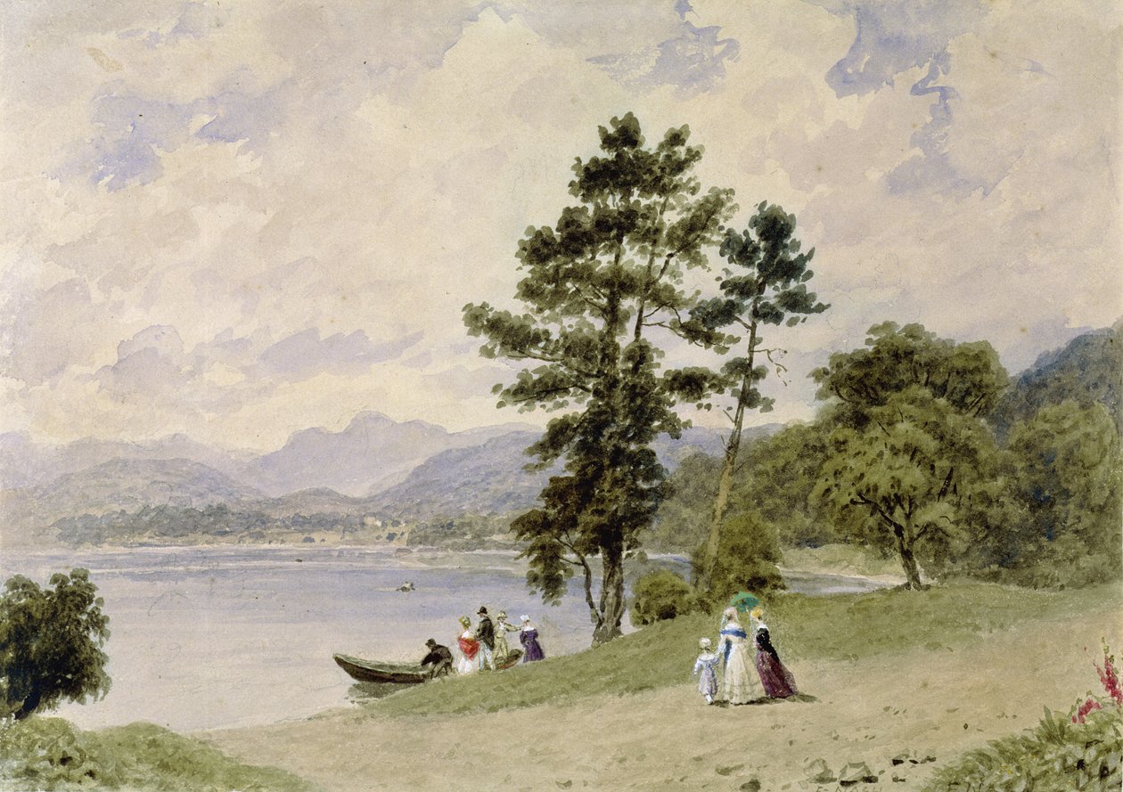 Windermere, z Low Wood (wc na papierze) autorstwa Frederick Nash