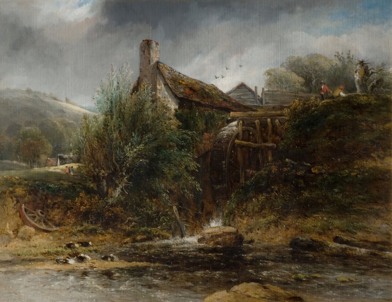 Młyn wodny w pobliżu Totnes, Devon, 1834. autorstwa Frederick W Watts
