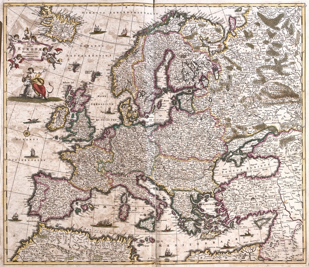 Mapa Europy (akwaforta autorstwa Frederick de Wit