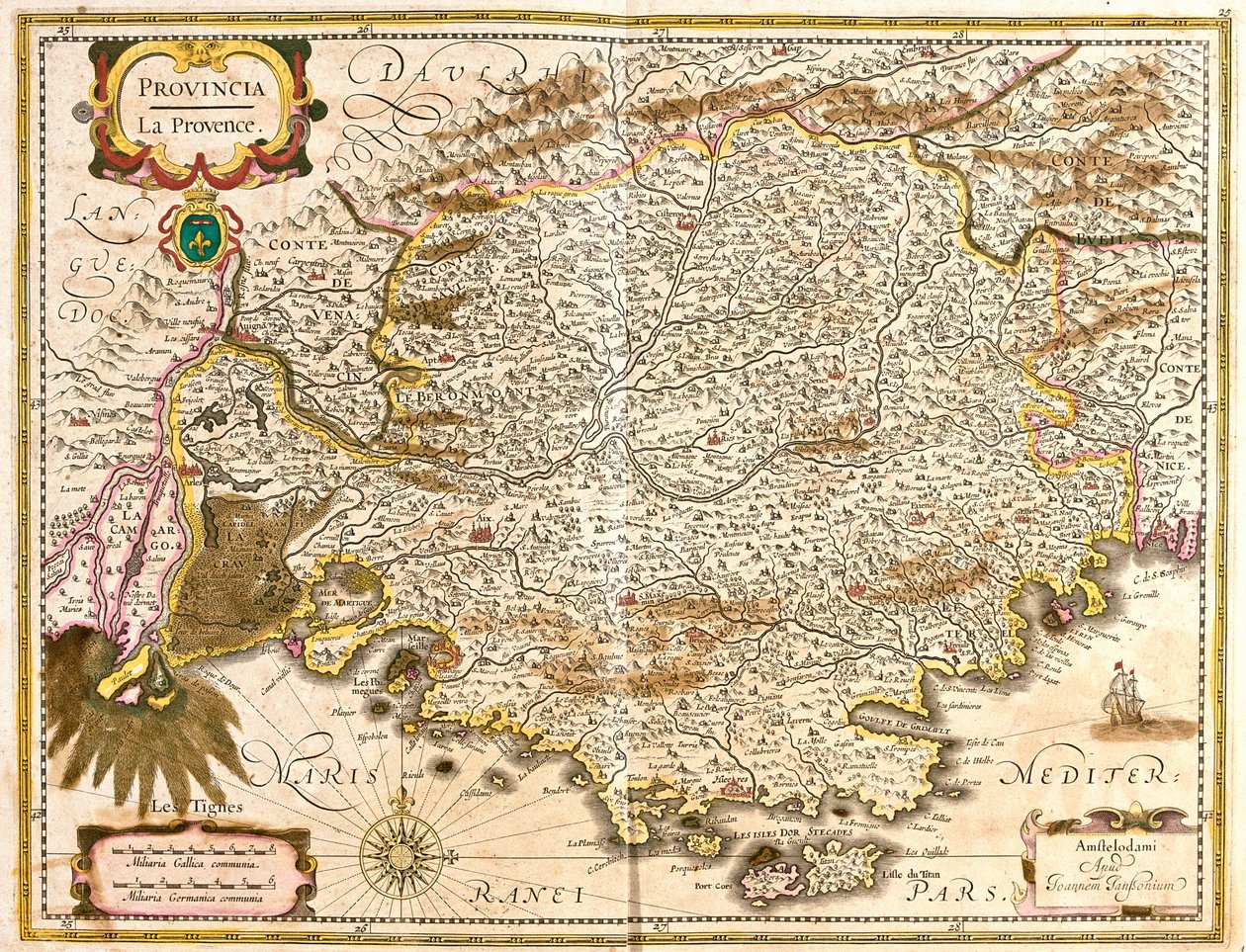Mapa Prowansji (Francja) (akwaforta autorstwa Frederick de Wit