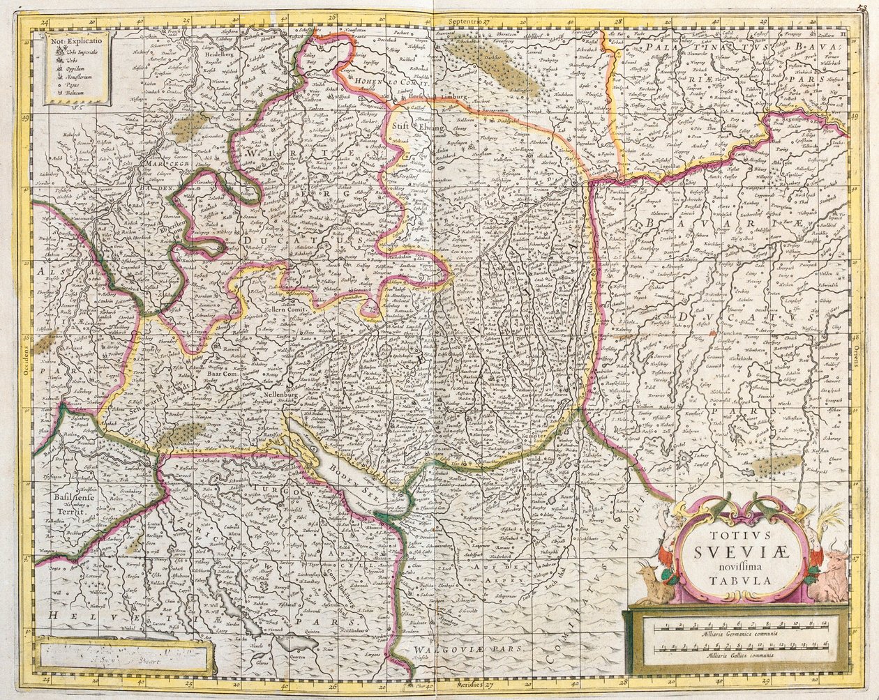 Mapa Szwabii (Niemcy) (akwaforta autorstwa Frederick de Wit
