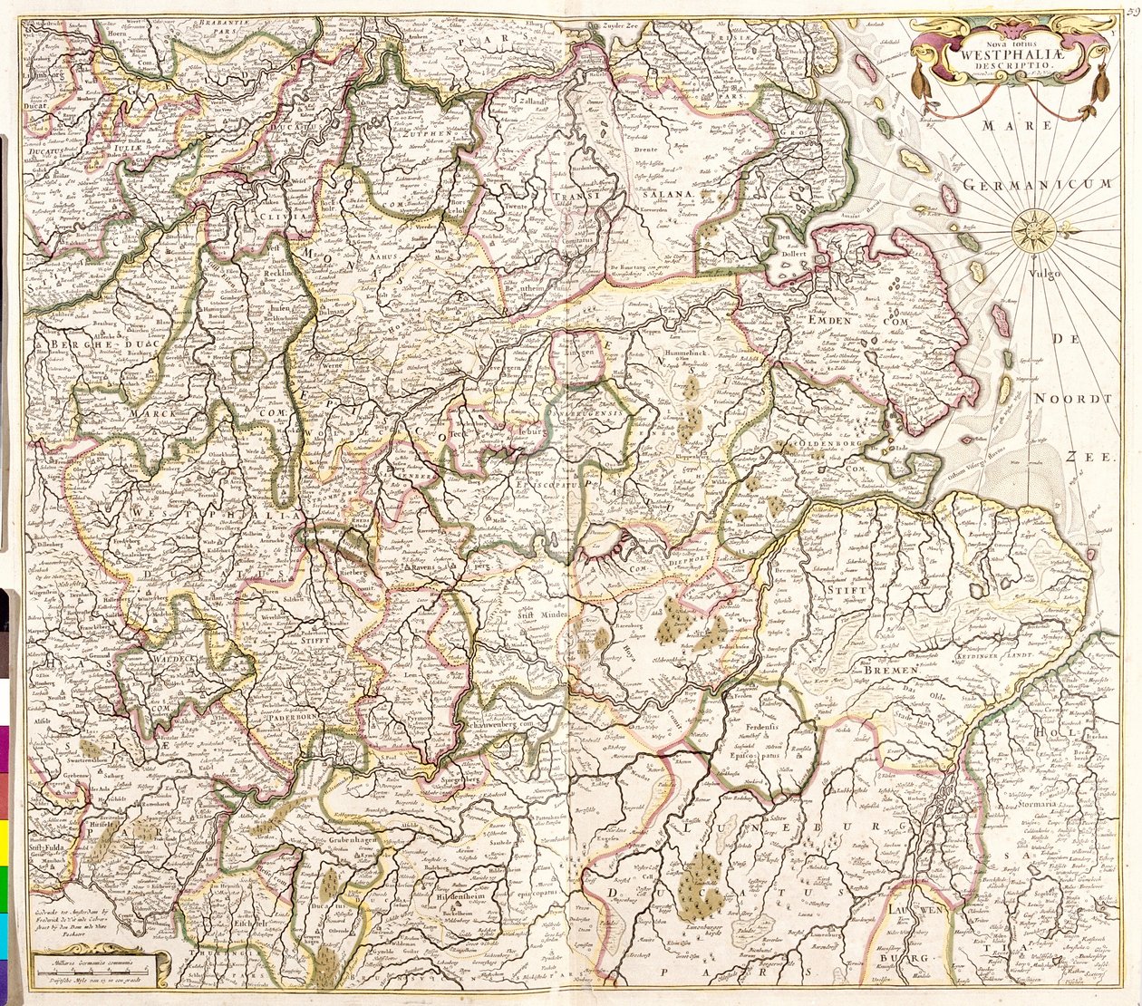 Mapa Westfalii (Niemcy) (akwaforta autorstwa Frederick de Wit