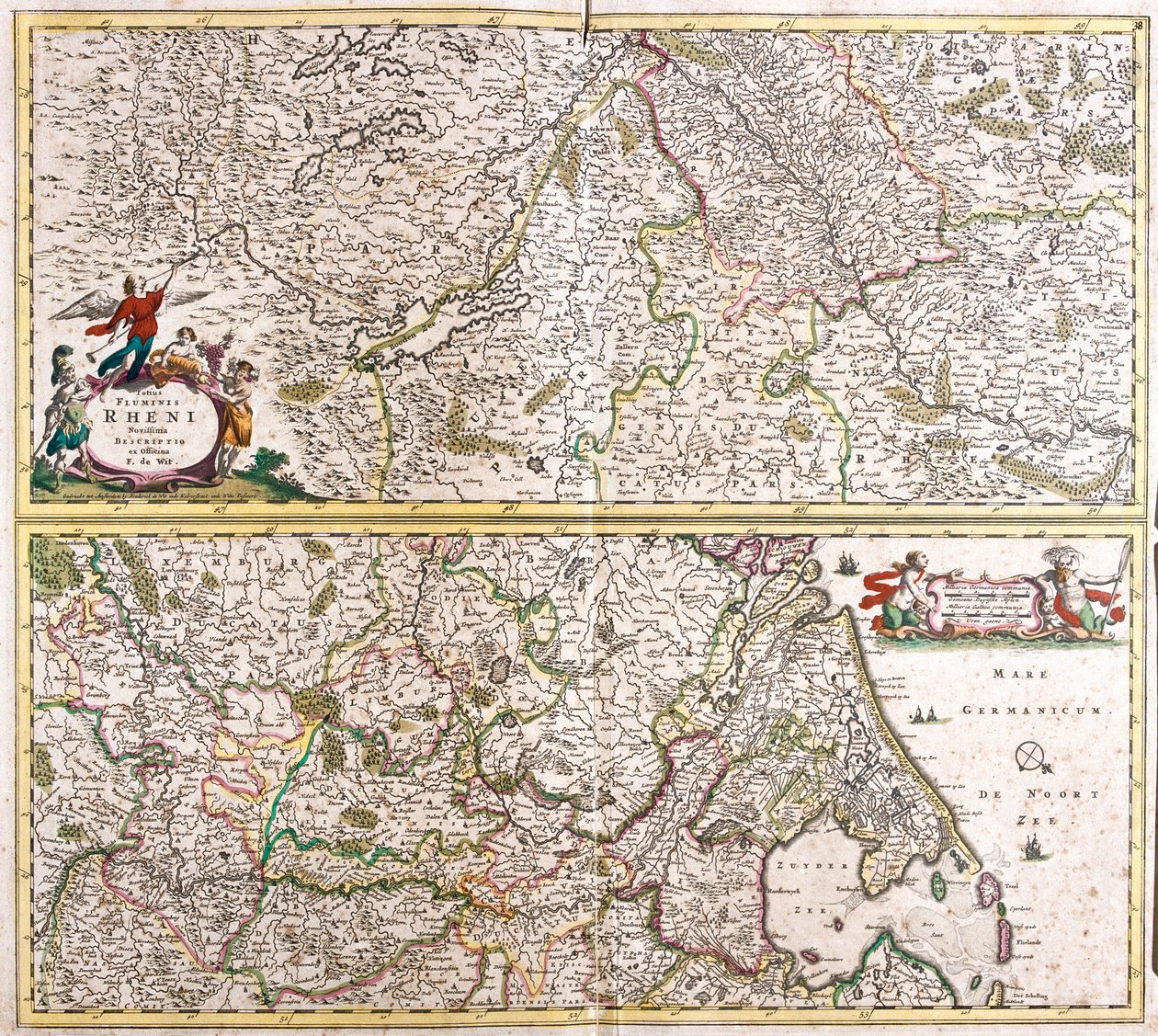 Mapa Rhenanie (Niemcy) (akwaforta autorstwa Frederick de Wit