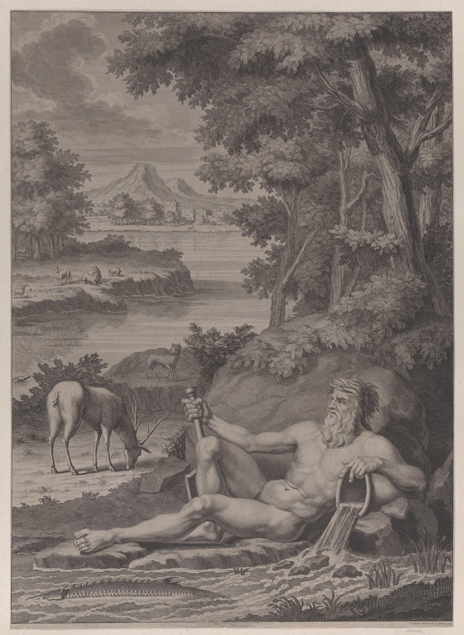 Bóg rzeki w krajobrazie, 1725. autorstwa Frederik Ottens