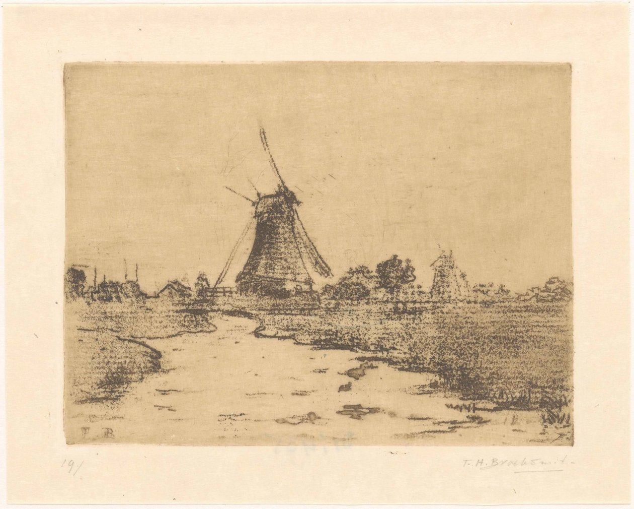 Młyn na rowie autorstwa Frederika Henriëtte Broeksmit (signed by artist)