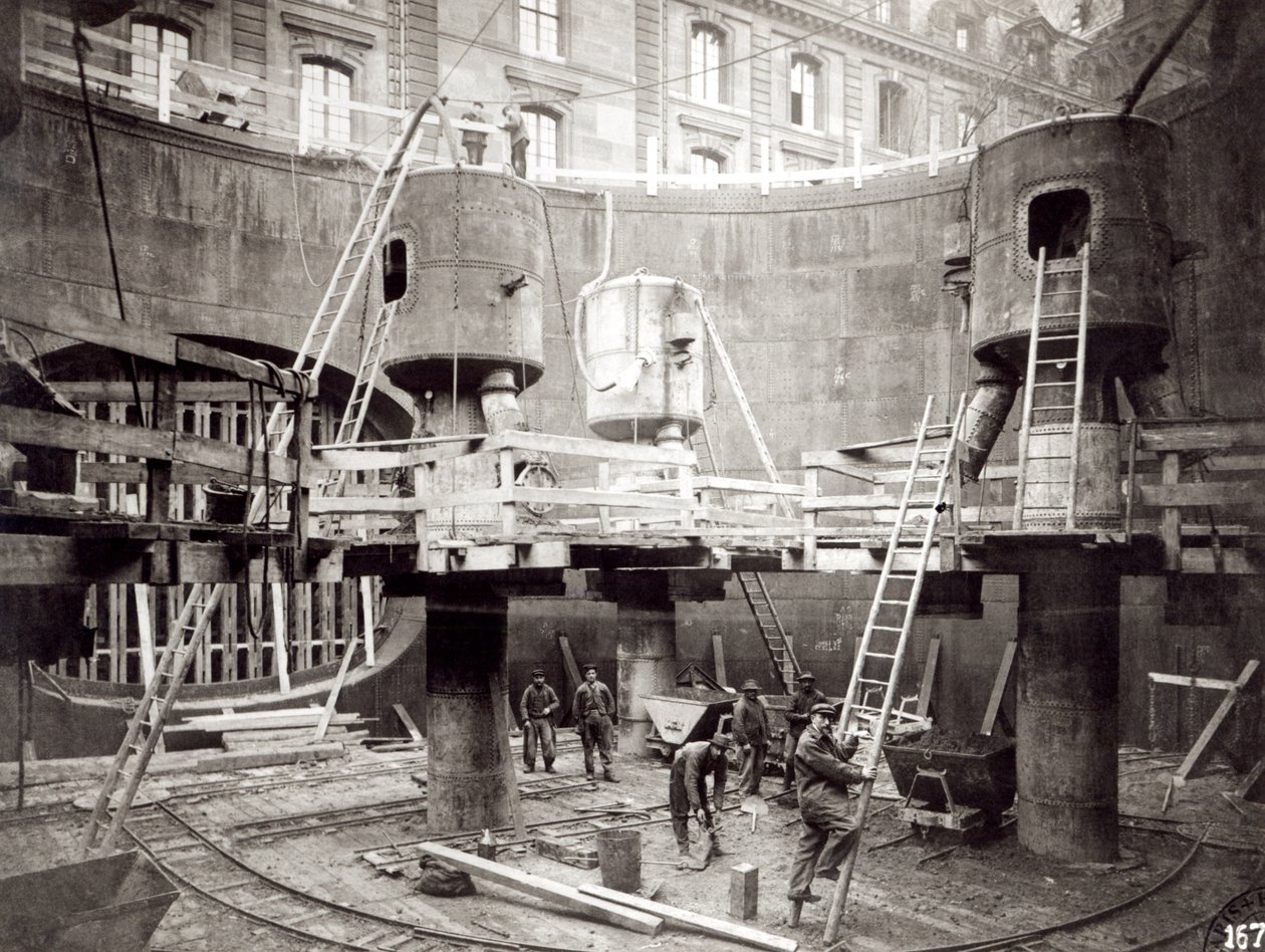 Budowa metra w Paryżu, 18 stycznia 1907 r. autorstwa French Photographer
