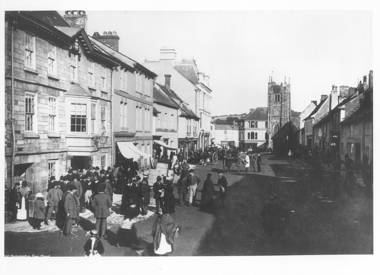 Rynek w Okehampton, Devon, ok. 1900 autorstwa French Photographer
