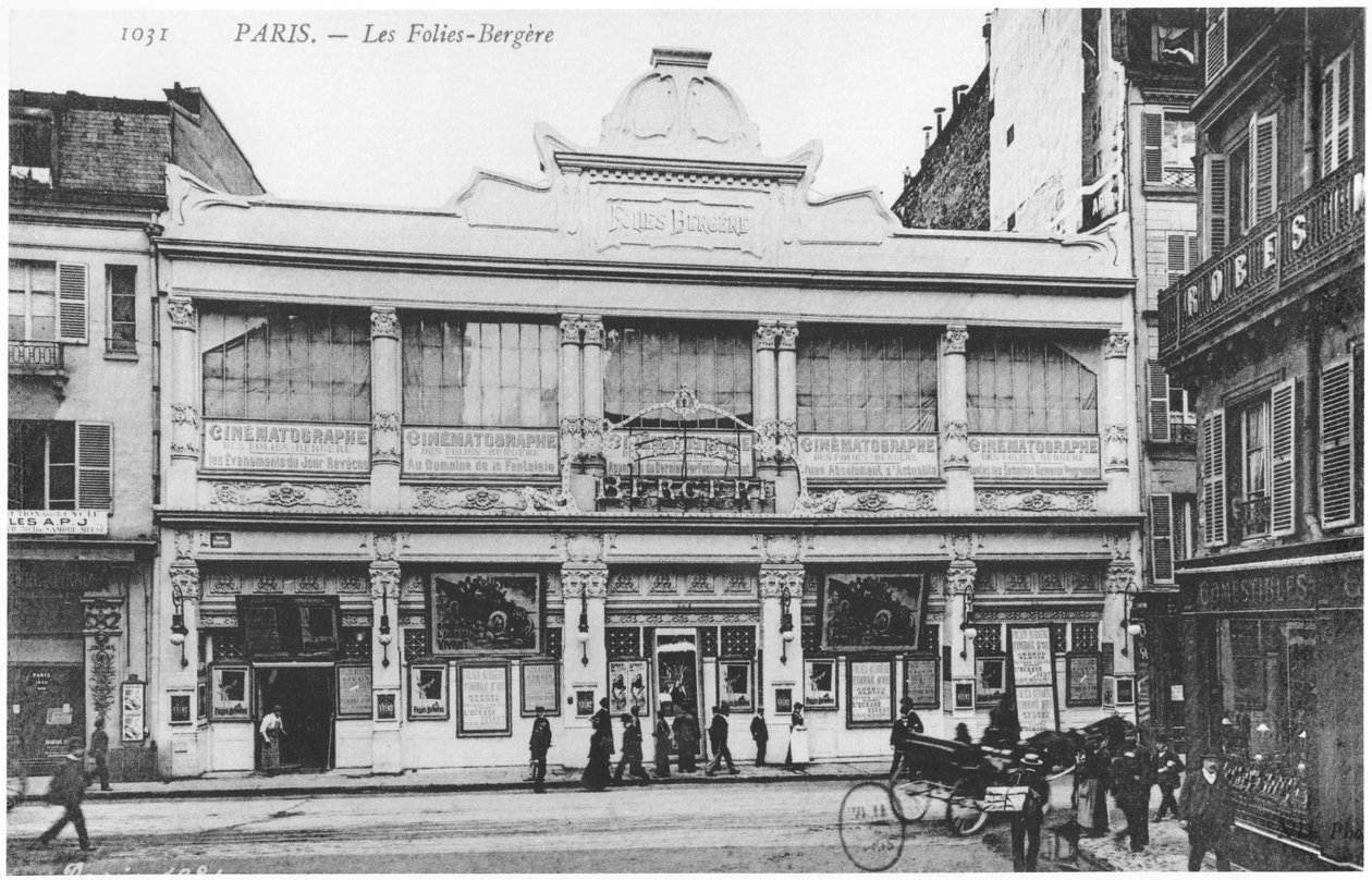 Pocztówka przedstawiająca Folies Bergere, rue Richer, Paryż, ok. 1900 autorstwa French Photographer