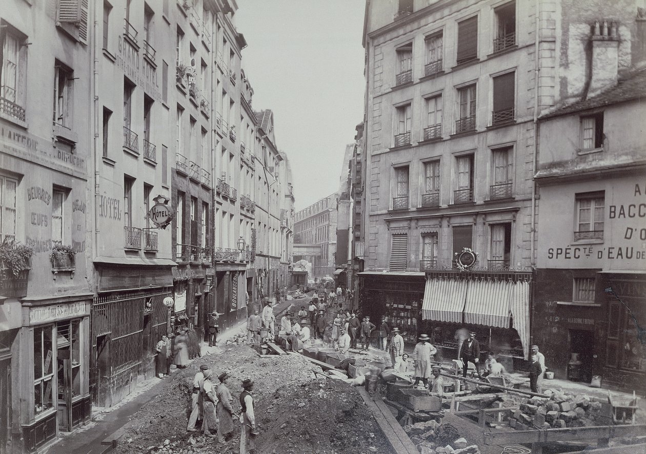 Kanalizacja przy Rue de la Bucherie w Paryżu, 1889 autorstwa French Photographer