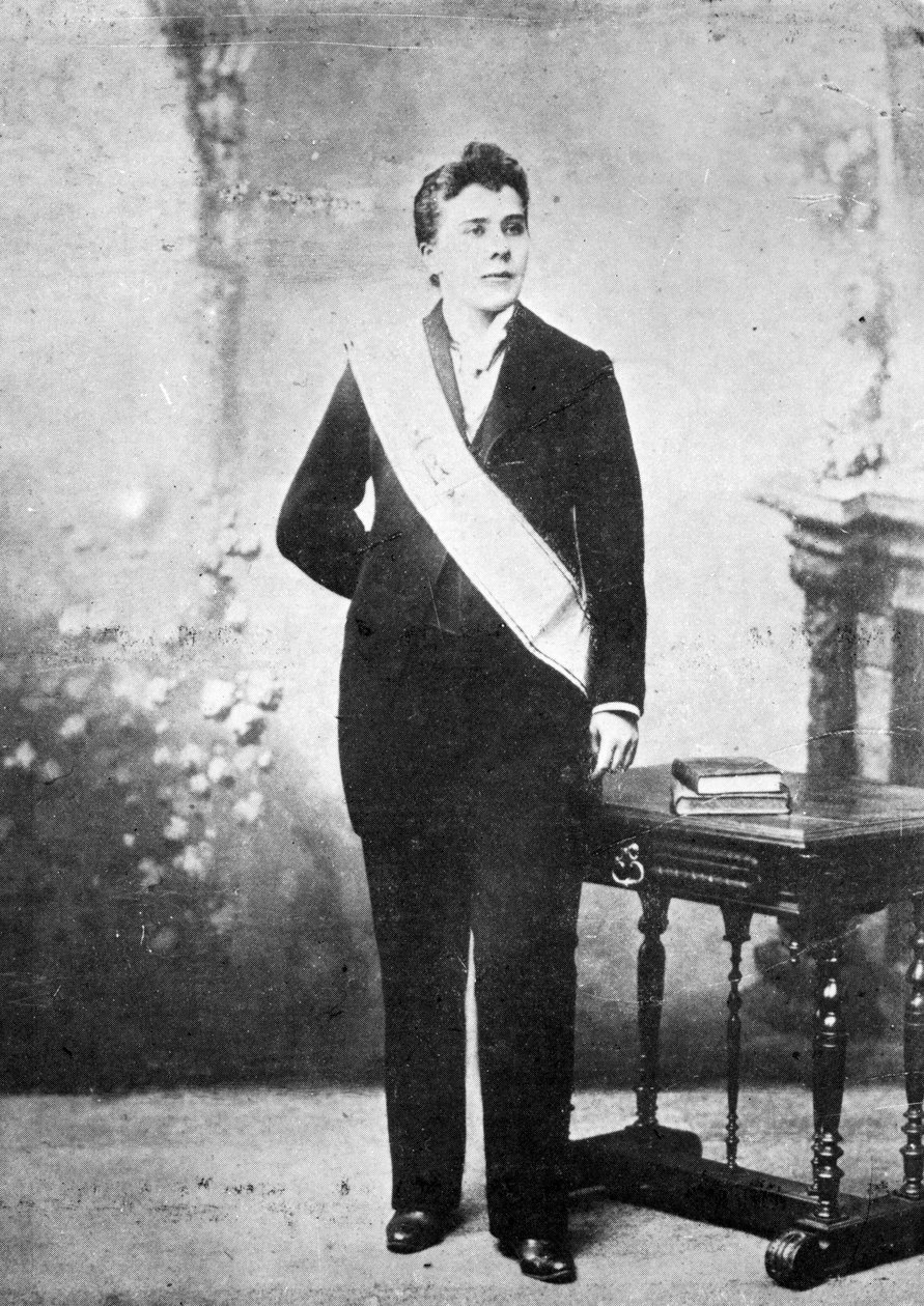 Tak zwana Diana Vaughan, przebrana za inspektora palladyzmu, ok. 1895 r. autorstwa French Photographer