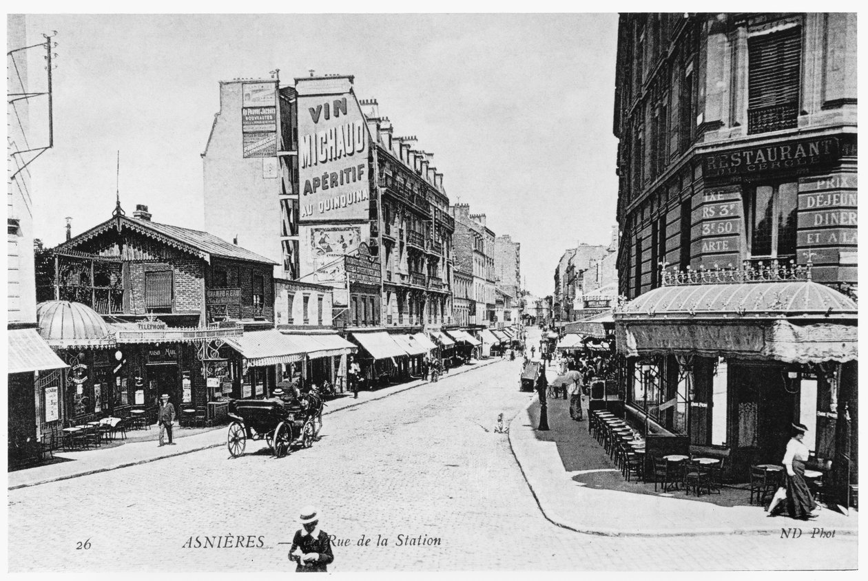 Widok Asnieres, Rue de la Station, ok. 1900 autorstwa French Photographer