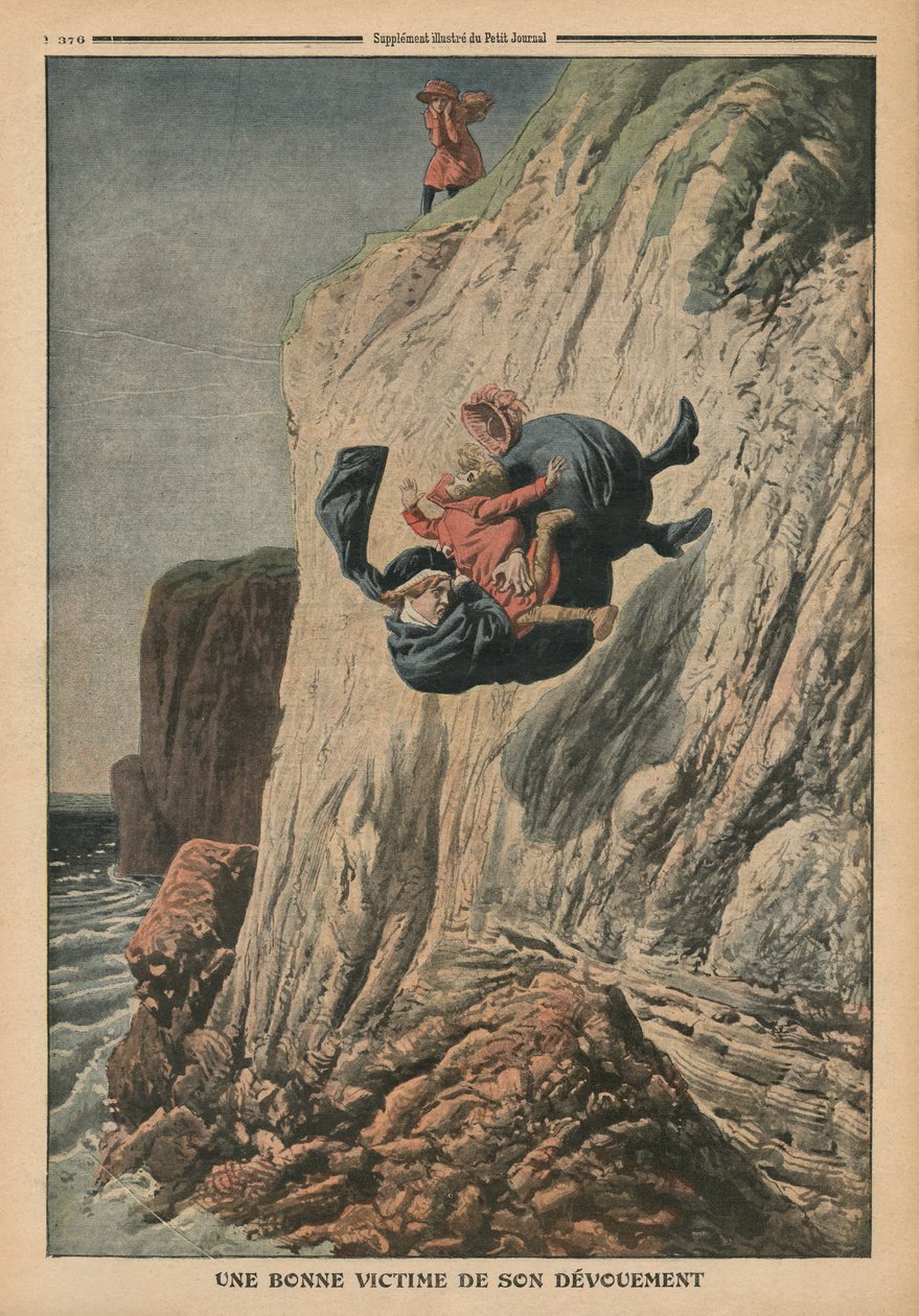 Niania ofiara jej oddania, ilustracja z „Le Petit Journal”, dodatek illustre, 20 listopada 1910 autorstwa French School