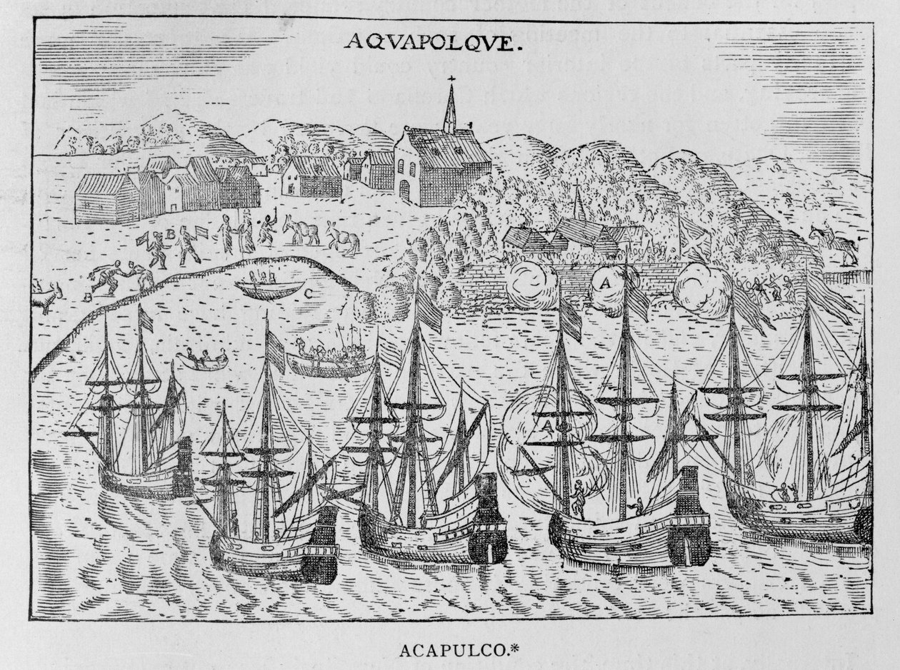 „Acapulco”, z Nouveau Voyage Jean-Baptiste Labata (1663-1738), tom ii, Paryż, 1722 autorstwa French School