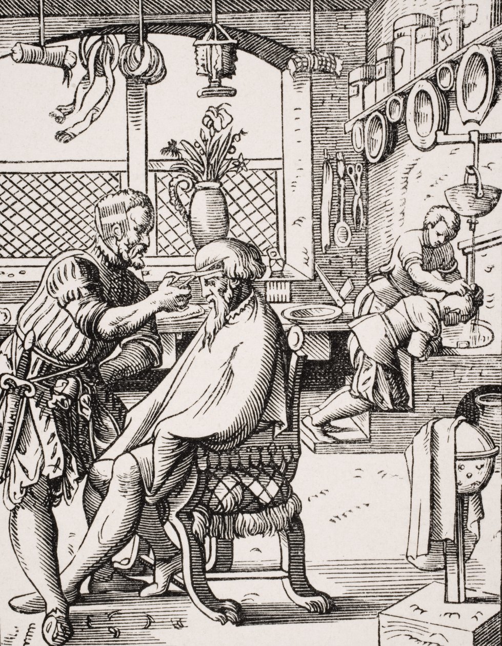 Fryzjer, reprodukcja drzeworytu Josta Ammana (1539-91) z 