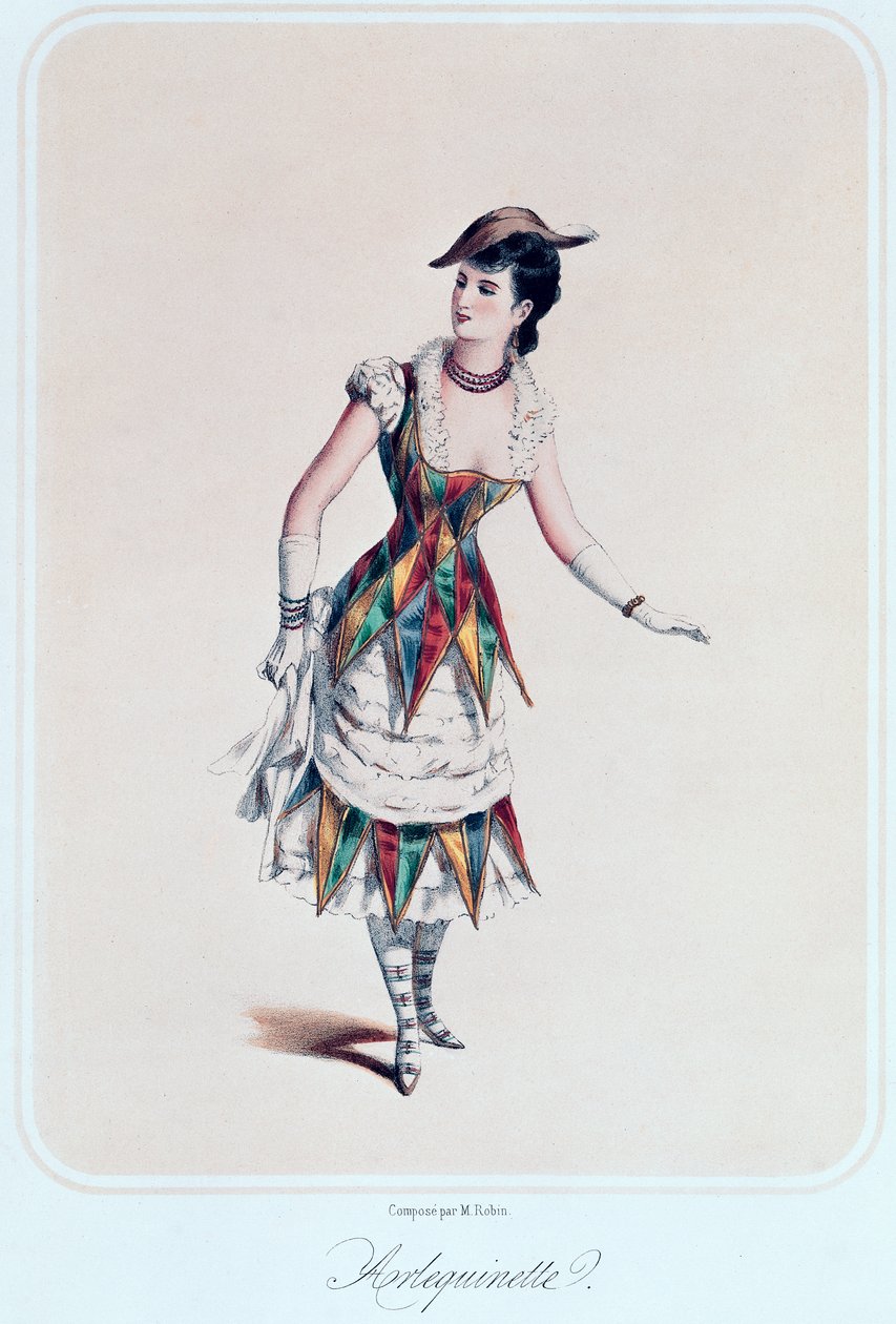 Projekt kostiumu dla arlekinki, ok.1880 autorstwa French School
