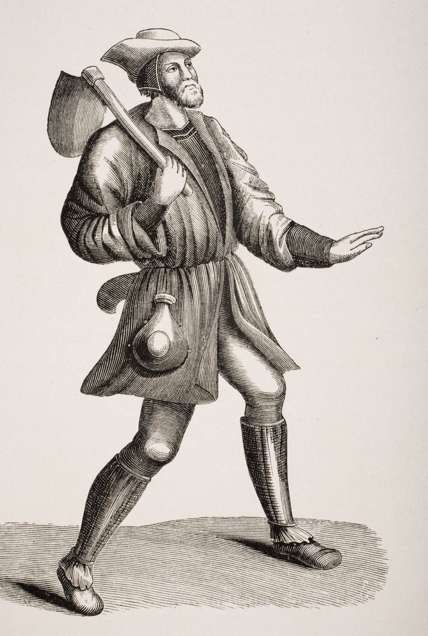 Kostium chłopa, według miniatury z XV wieku, z „Le Moyen Age et La Renaissance” Paula Lacroix (1806–84) z 1847 r. autorstwa French School