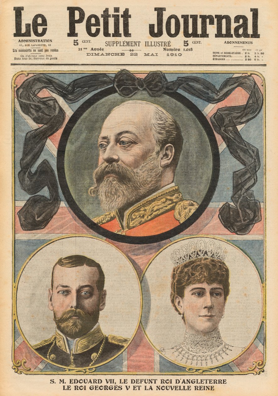 Śmierć króla Edwarda VII, króla Jerzego V i królowej Marii, ilustracja z „Le Petit Journal”, dodatek ilustr., 22 maja 1910 autorstwa French School