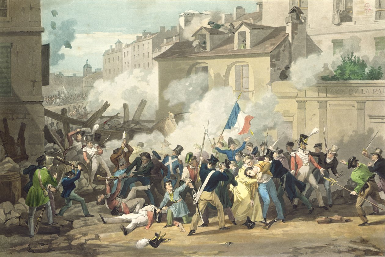 Obrona barykady, 29 lipca 1830 r. autorstwa French School