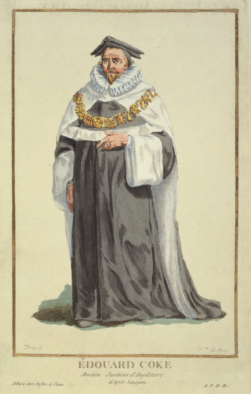 Edward Coke (1552-1634), grawerowane przez Pierre Duflos (1742-1816), 1780 (grawerowanie miedzi) autorstwa French School