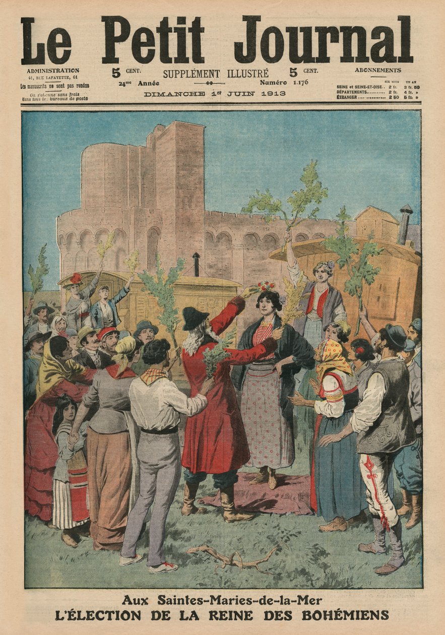 Wybór królowej Czech, Sainte-Maries-de-la-Mer, ilustracja na okładce z „Le Petit Journal”, dodatek illustre, 1 czerwca 1913 autorstwa French School