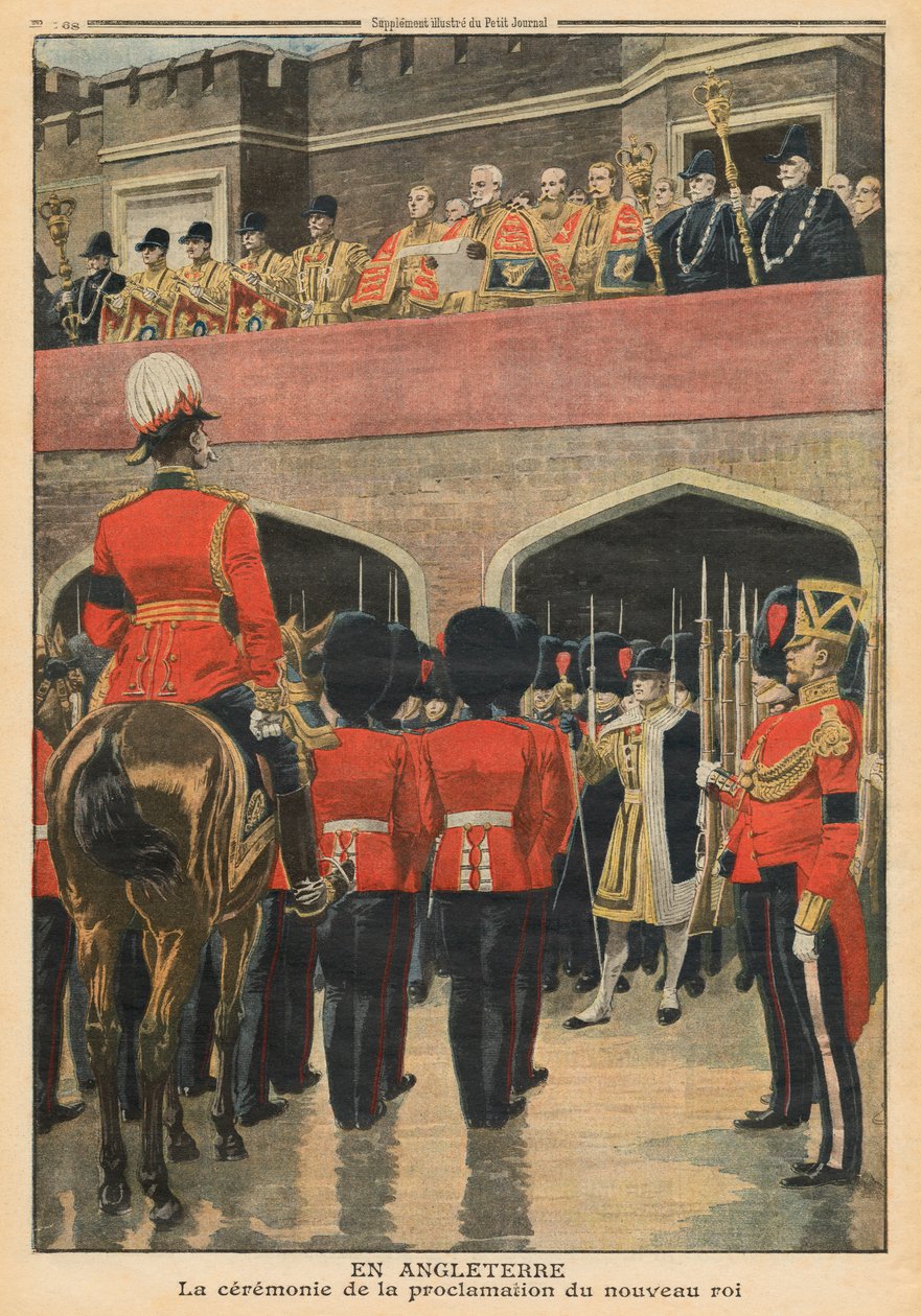 Anglia, proklamacja nowego króla Jerzego V, ilustracja z „Le Petit Journal”, dodatek illustre, 22 maja 1910 autorstwa French School
