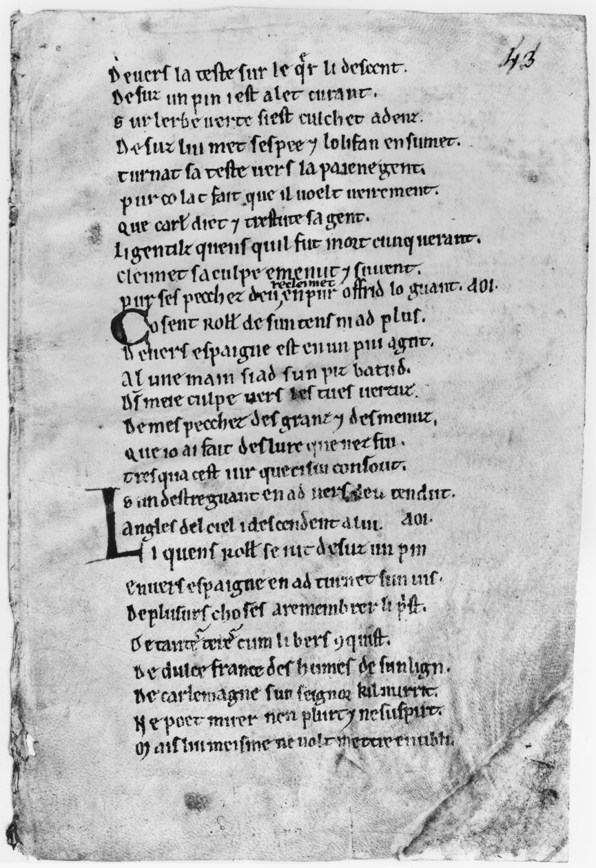 Fol.43 „Pieśń Rolanda” autorstwa French School