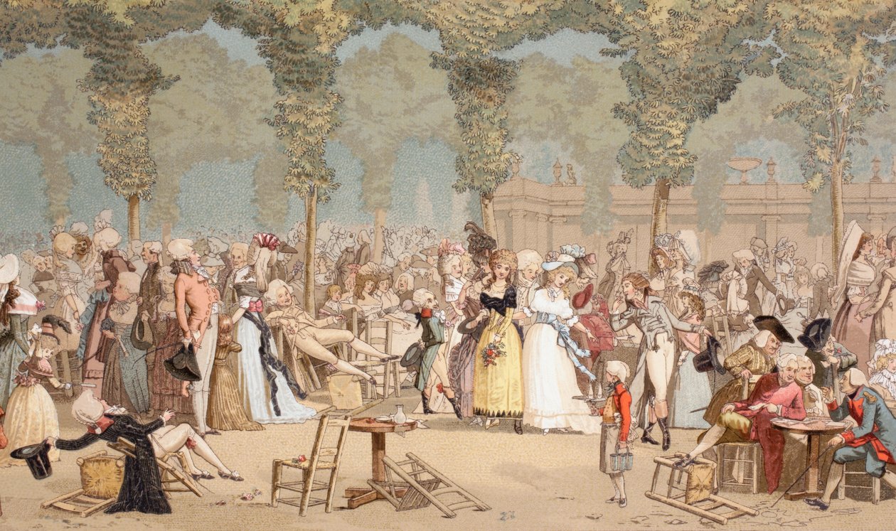 Ogród na Palais-Royal w XVIII-wiecznym Paryżu, 1875 r. autorstwa French School