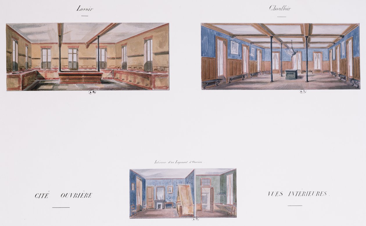Projekty wnętrz dla osiedla Napoleona, 58 rue Rochechouart, Paryż, 1849 autorstwa French School