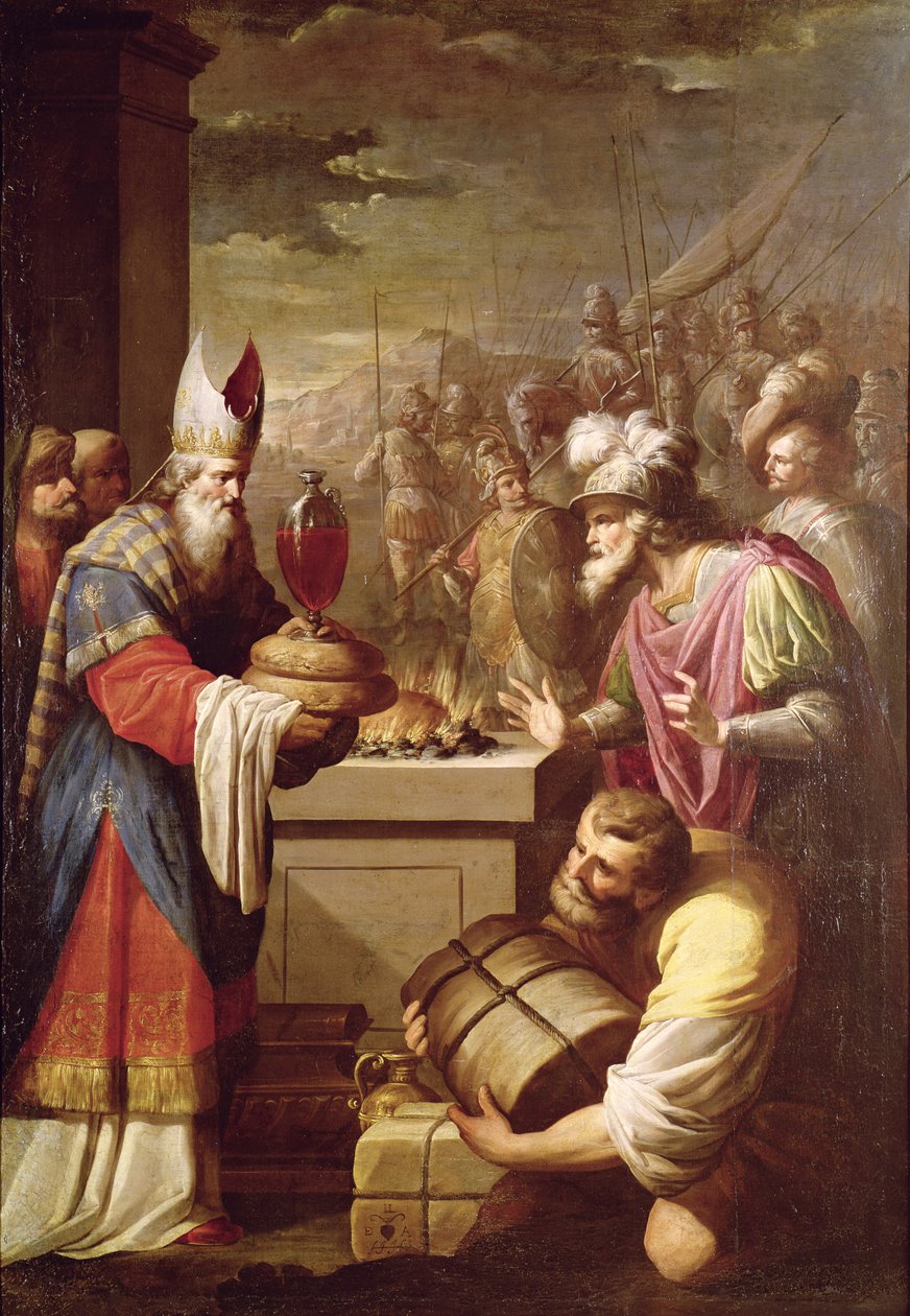 Melchizedek ofiarowujący chleb i wino autorstwa French School