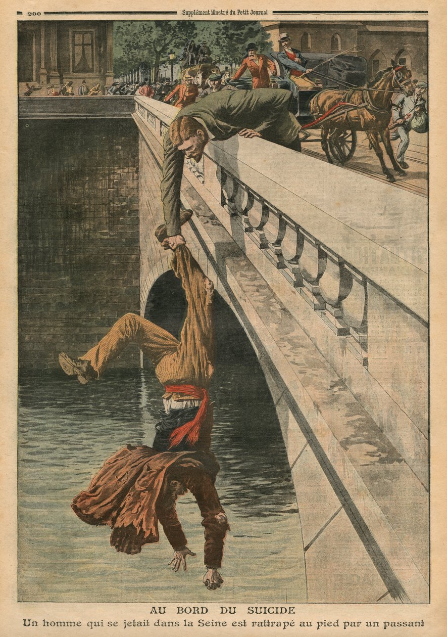 Na krawędzi samobójstwa, ilustracja z „Le Petit Journal”, dodatek illustre, 19.06.1910 autorstwa French School