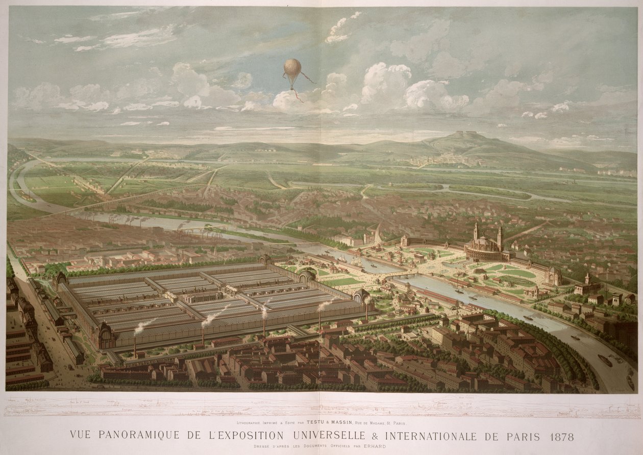 Panoramiczny widok na Exposition Universelle, Paryż, 1878 autorstwa French School