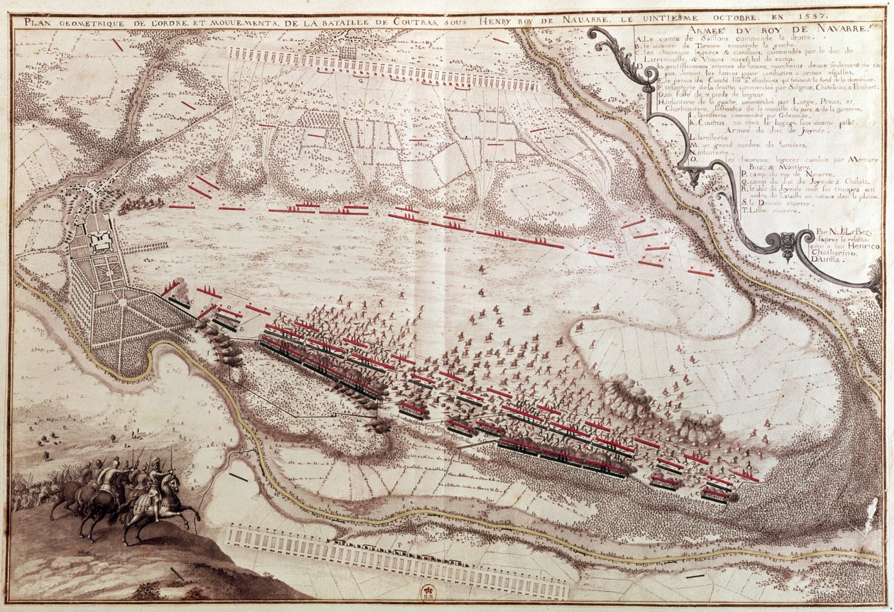 Plan Orderu Bitwy pod Coutras na 8 października 1587 r. autorstwa French School