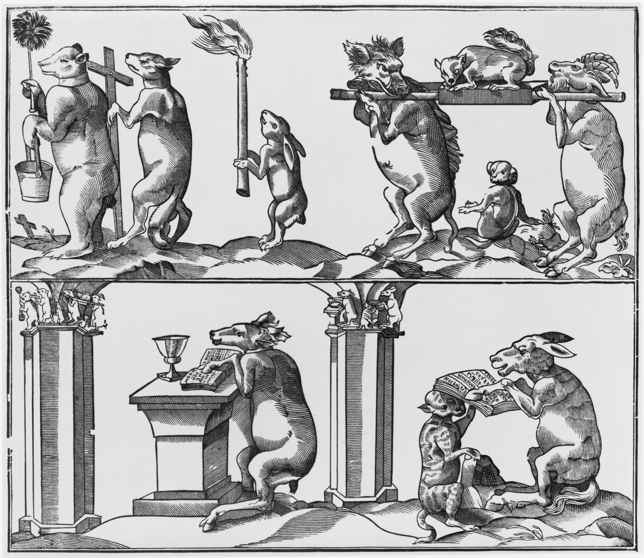 Procesja, ilustracja z "Roman de Renart". autorstwa French School