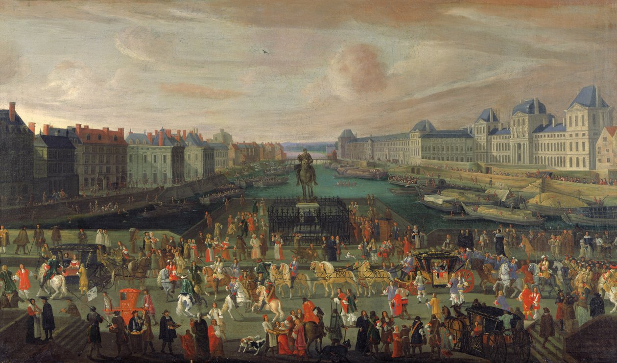 Procesja Ludwika XIV (1638-1715) przez Pont-Neuf, 1665-69 autorstwa French School