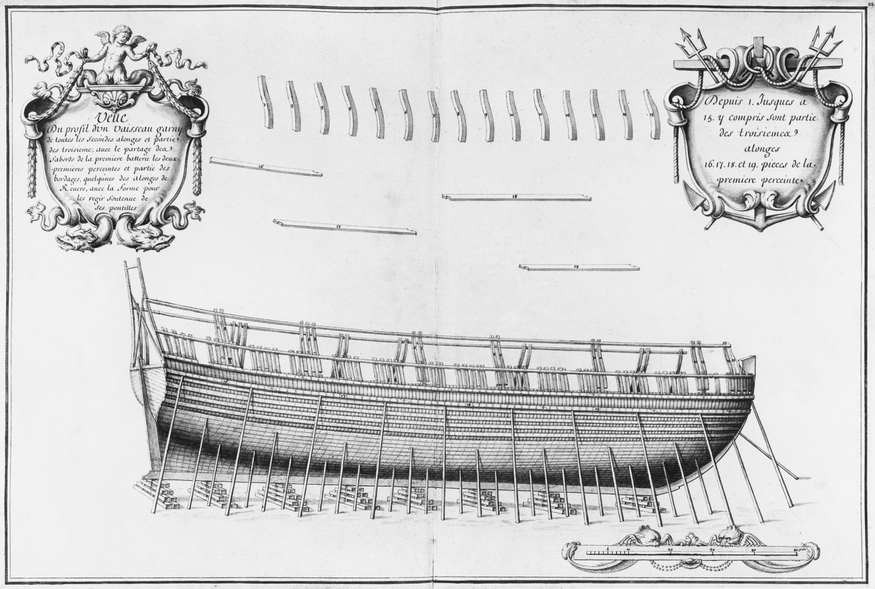 Profil naczynia, ilustracja z „Atlas de Colbert”, tablica 22 (ołówek i wc na papierze) autorstwa French School