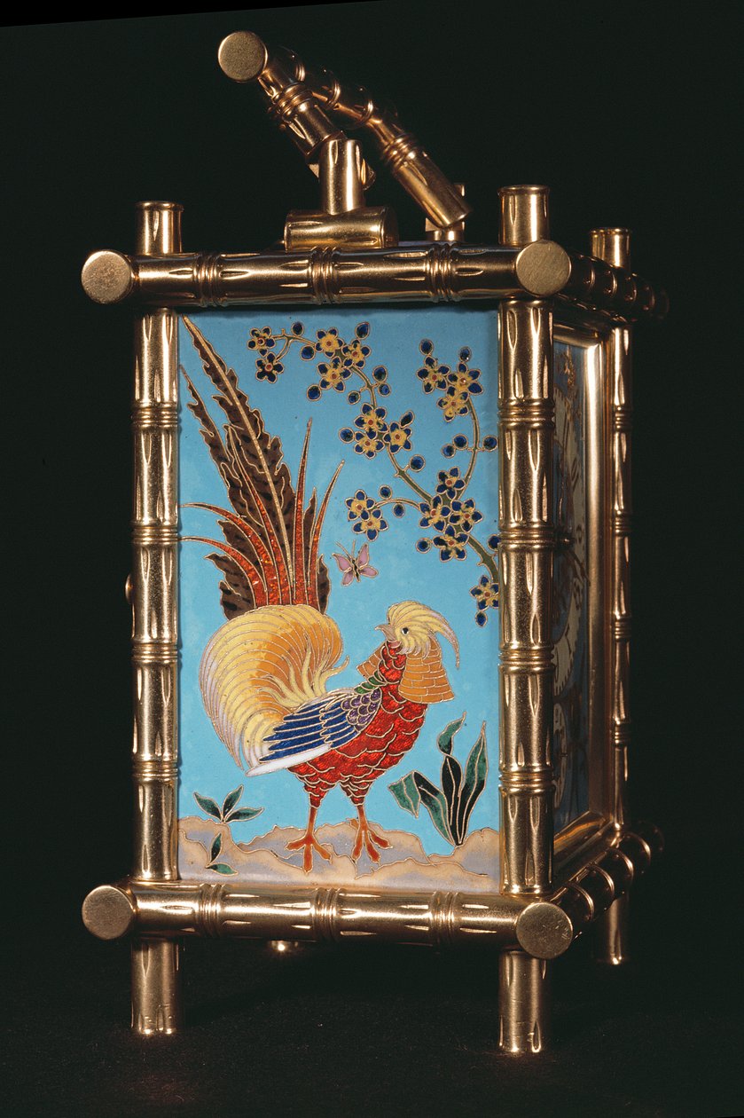 Panel boczny francuskiego zegara powozowego Chinoiserie (emalia) autorstwa French School