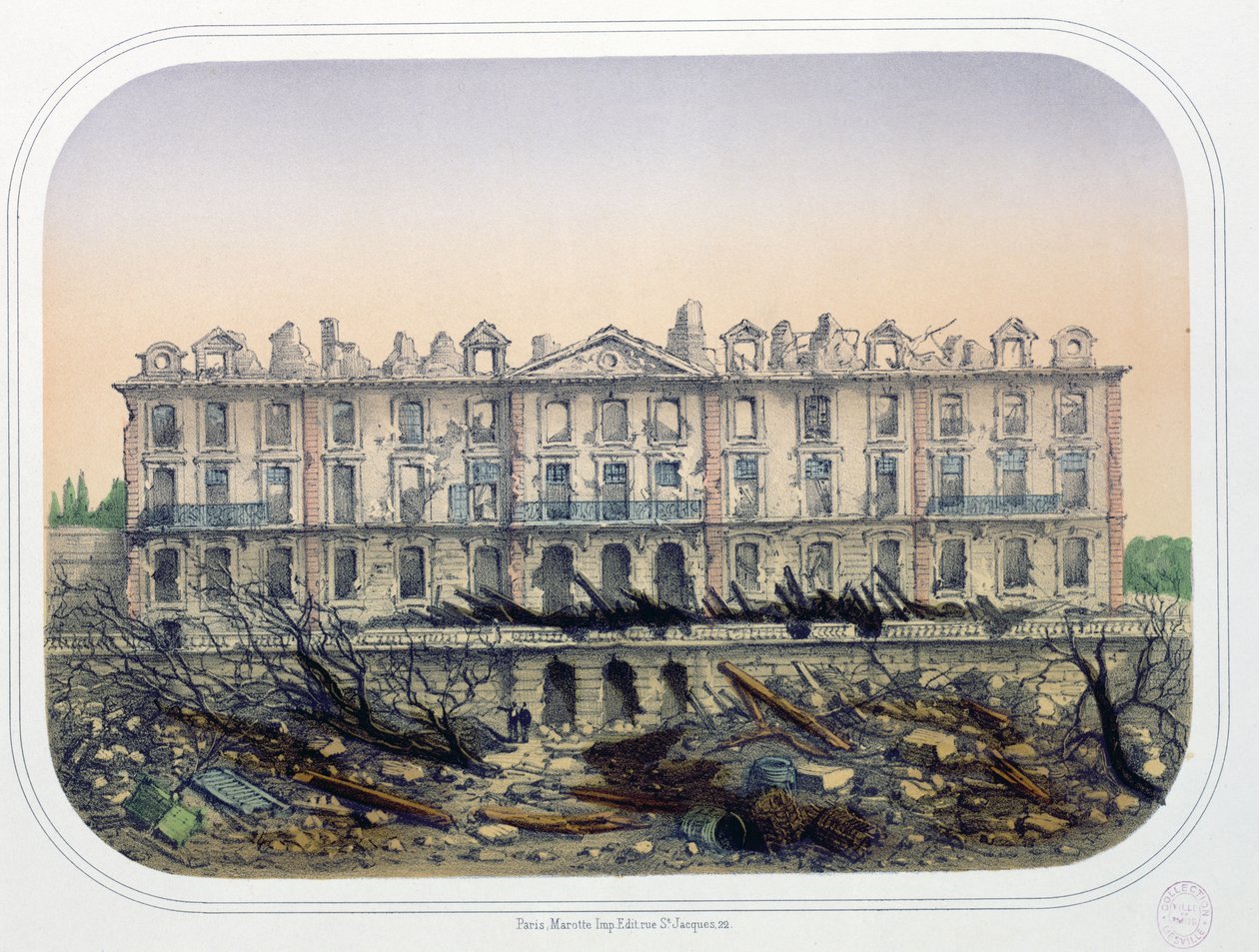 Zamek w Meudon zbombardowany przez wojska pruskie w 1870 r., ok. 1871 r. autorstwa French School