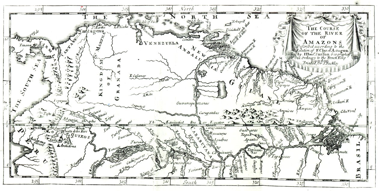 Bieg rzeki Amazonki, 1698 autorstwa French School