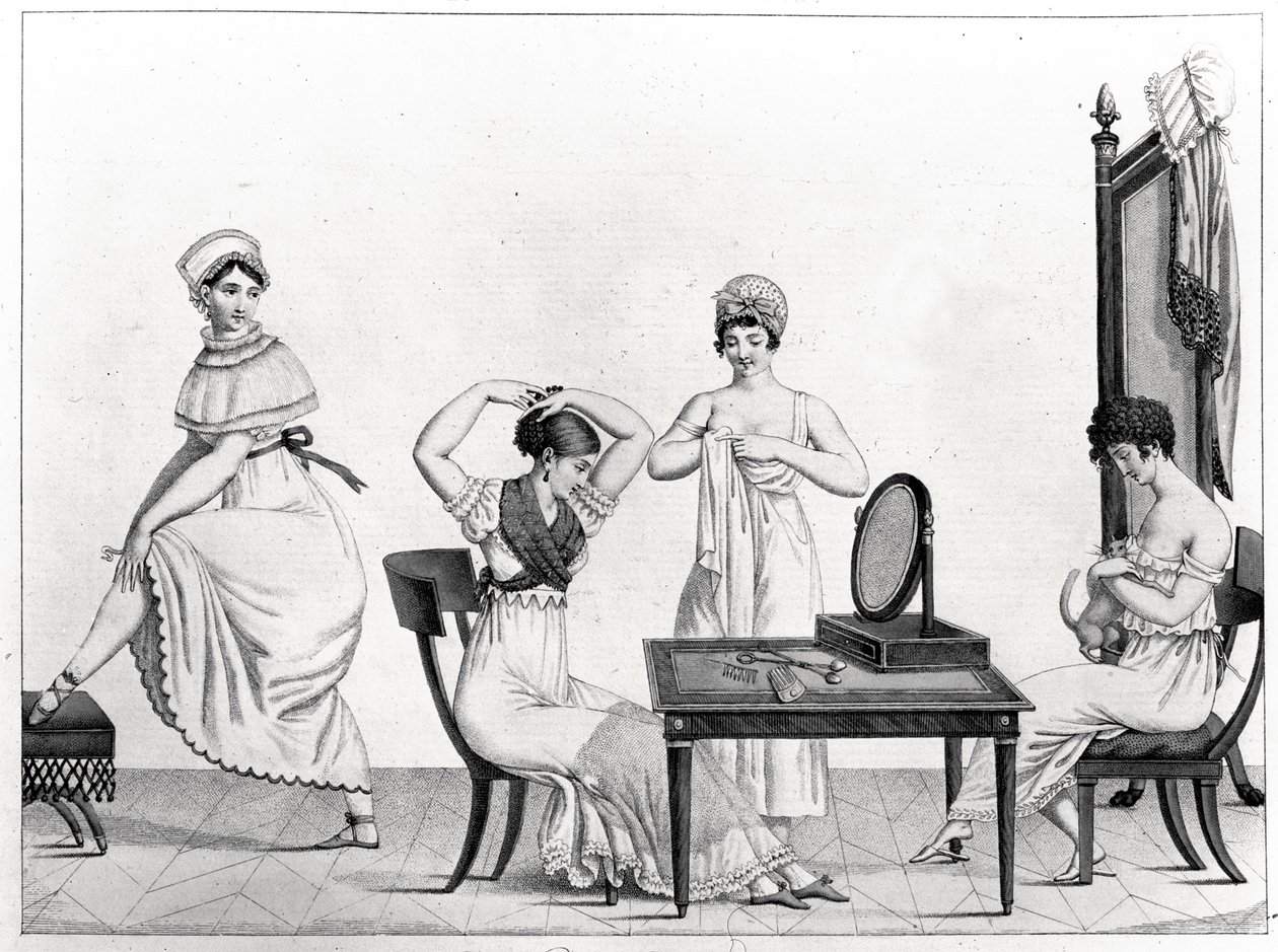 The Grisettes Rise, płyta 29 z „Le Bon Genre”, 1802-12, autorstwa French School