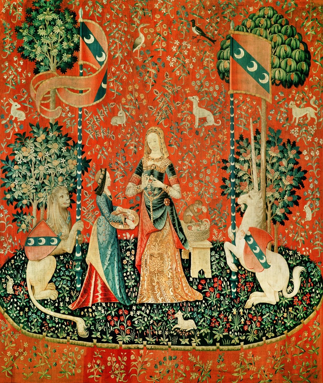 Dama i Jednorożec: Zapach (gobelin) autorstwa French School