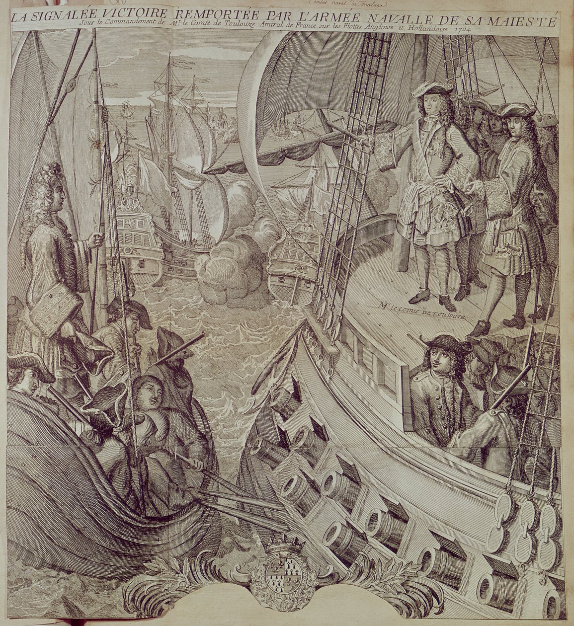 Zwycięstwo marynarki Ludwika XIV (1638-1715) nad flotą angielską i holenderską w 1704 r. autorstwa French School
