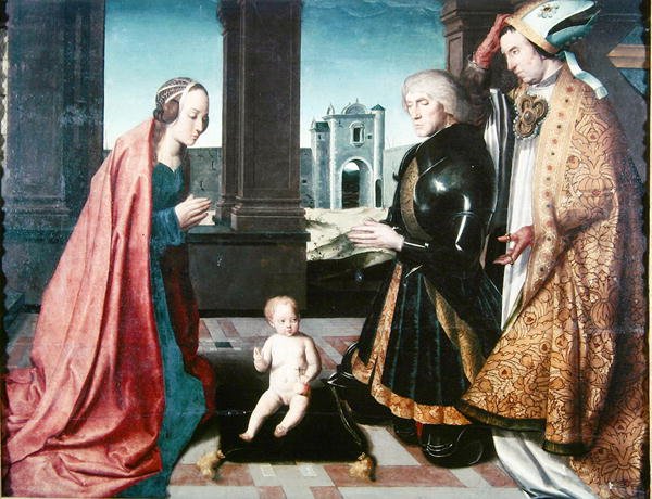 Dzieciątko Chrystus adorowane przez rycerza, XV-XVI w. autorstwa French School