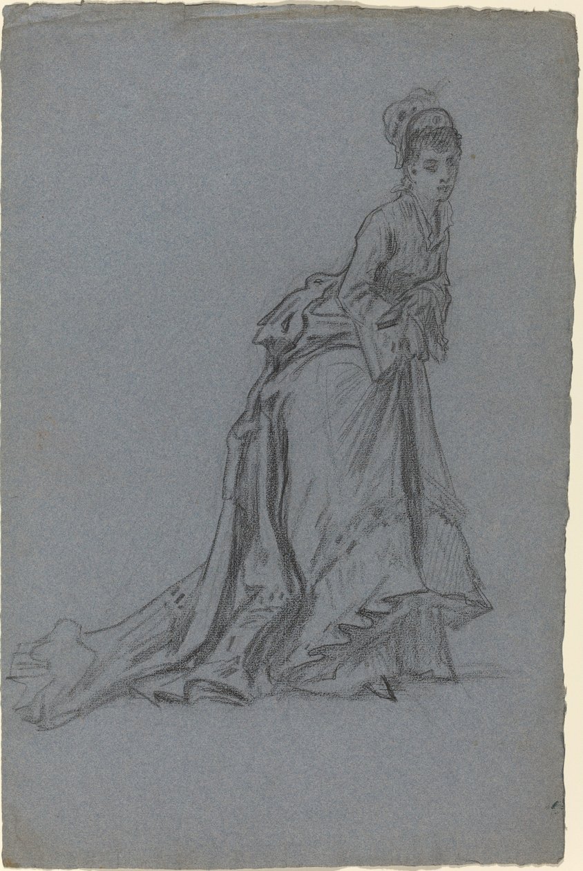 Modna młoda kobieta robi krok do przodu autorstwa French 19th Century