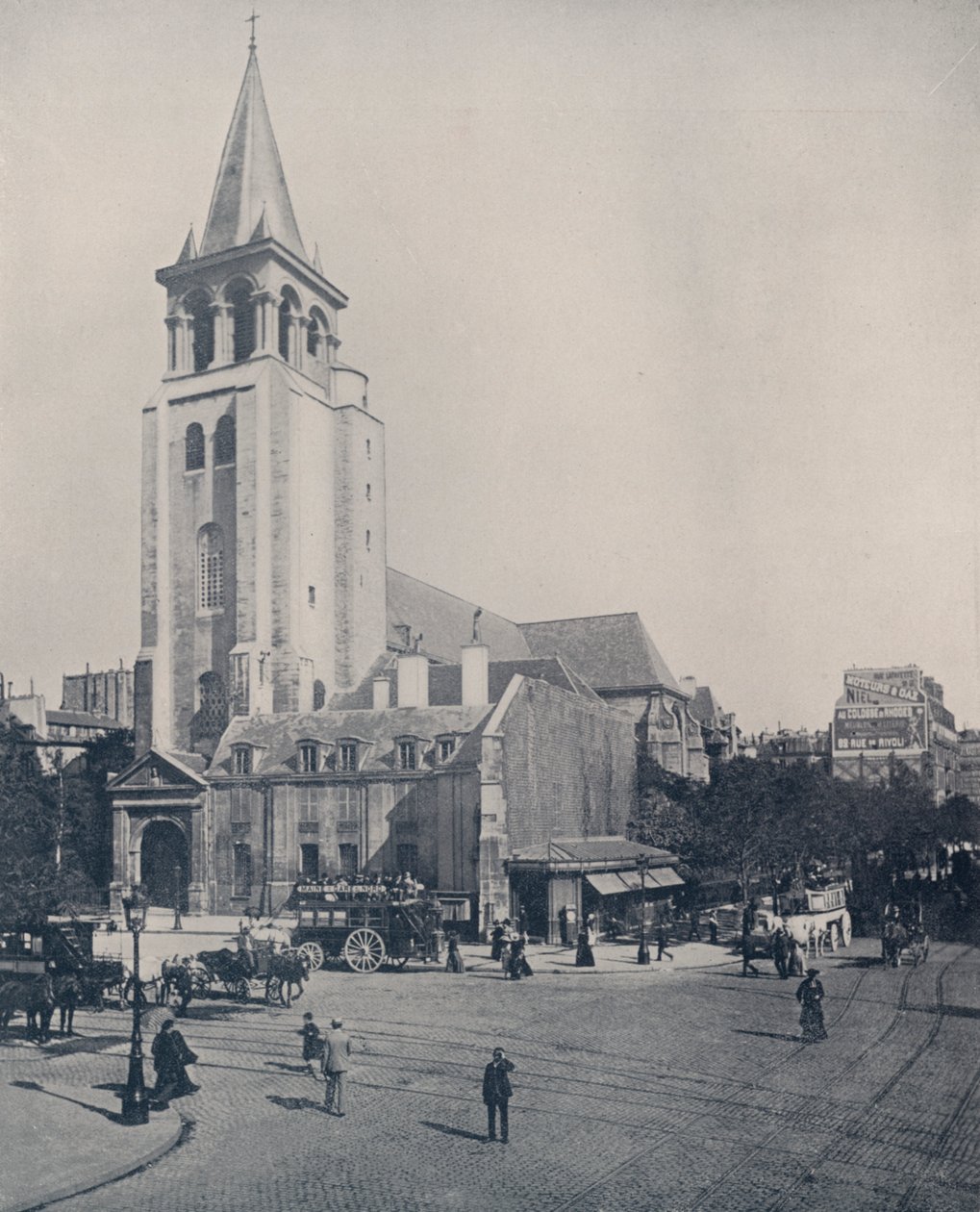 Paryż: Kościół St Germain-des-Pres (zdjęcie czarno-białe) autorstwa French Photographer